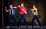 BACK TO THE FUTURE The Musical UK Tour. Stephen Lewis-Johnston (3-D) , Toby Shellard (Biff Tannen) and Blake Jordan (Slick). Pho